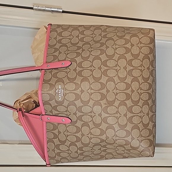 Pink and tan coach bag new with wallet - Picture 1 of 3